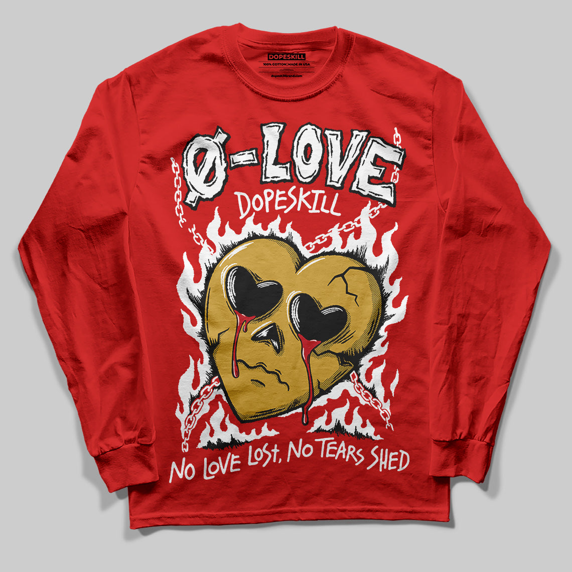 Jordan 11 “Bred Velvet” DopeSkill Red Long Sleeve T-Shirt Crying Heart Graphic Streetwear