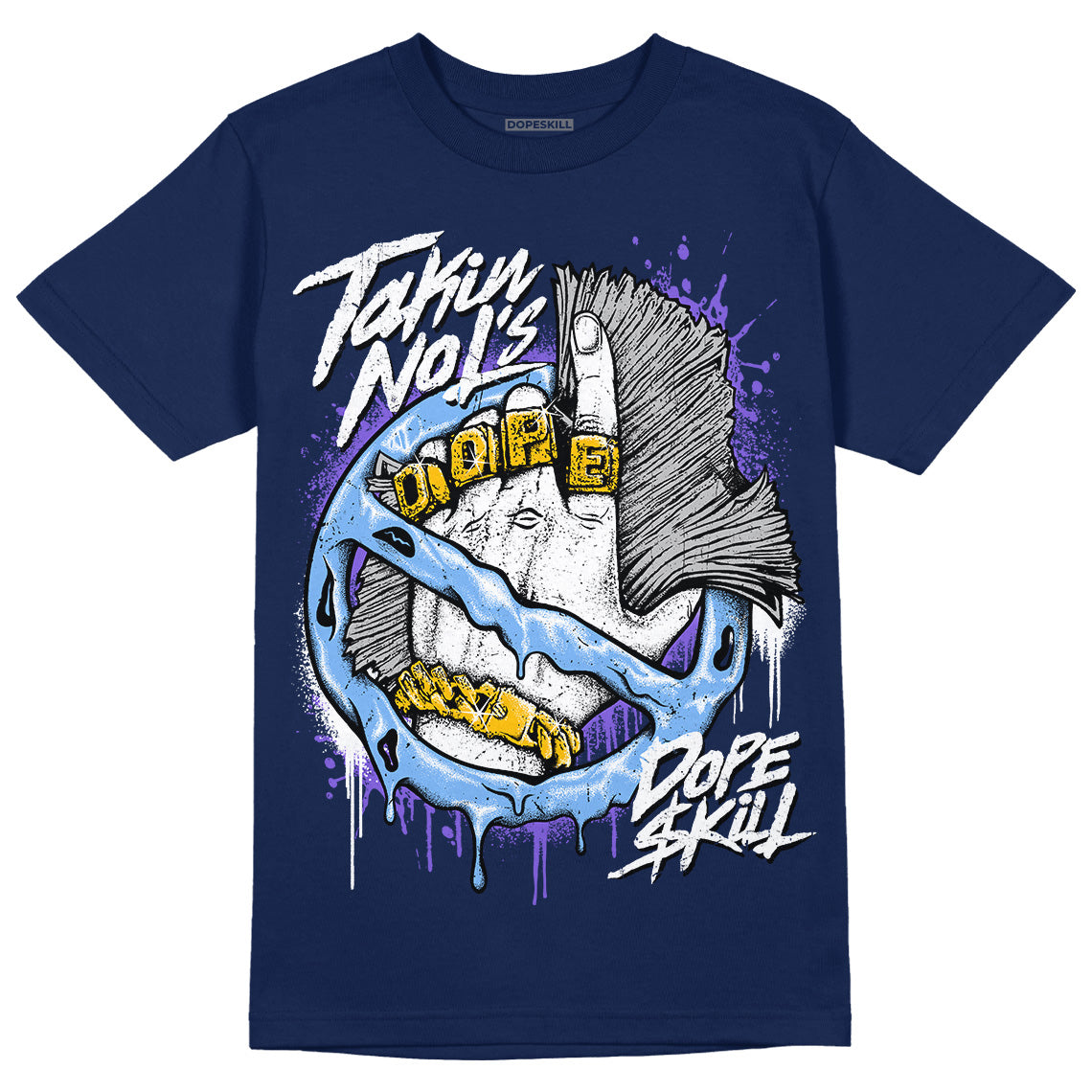 Jordan 5 SE “Georgetown” DopeSkill Midnight Navy T-Shirt Takin No L's Graphic Streetwear