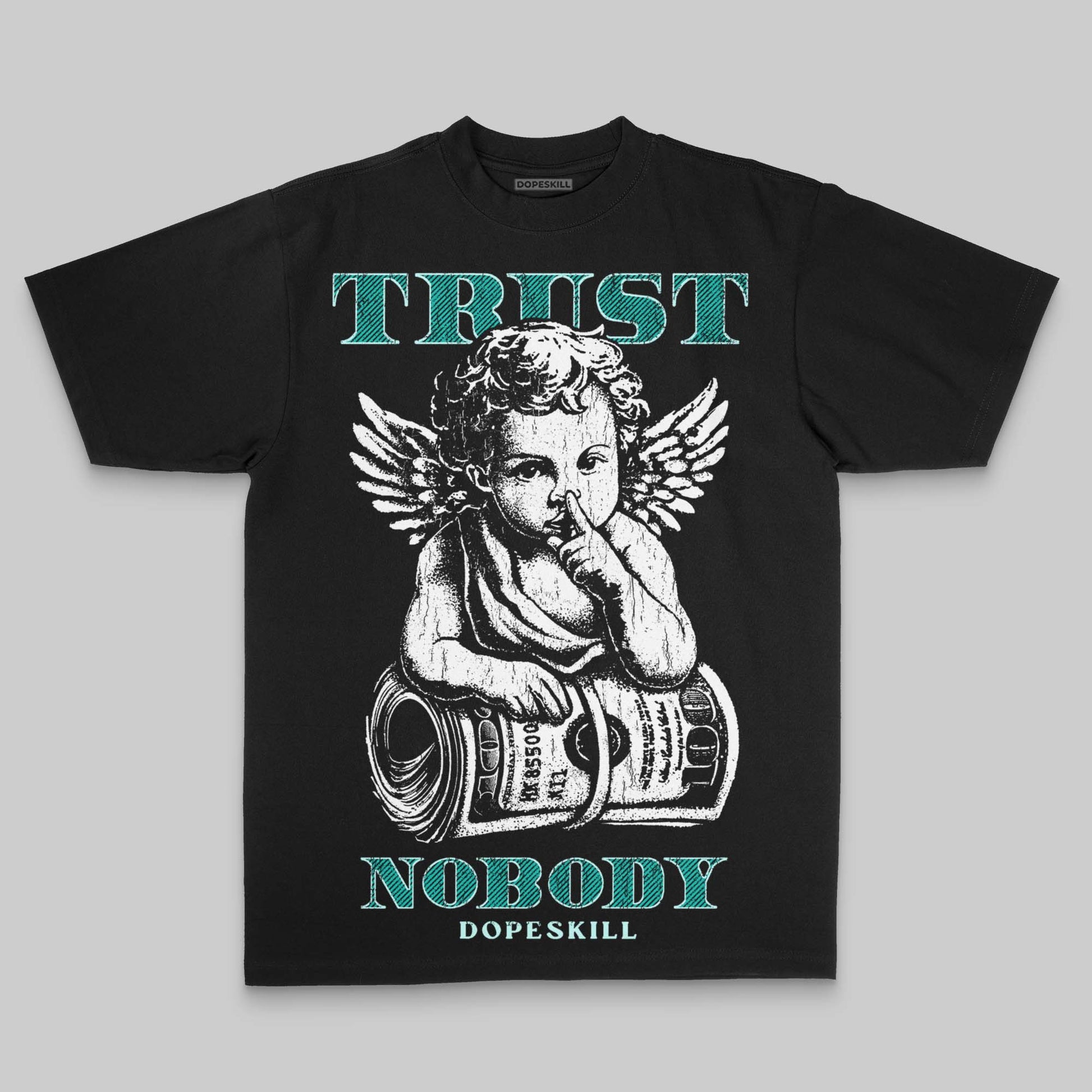 Aqua Oversize Print Trust Nobody DopeSkill Graphic Premium T-shirt Streetwear - Black
