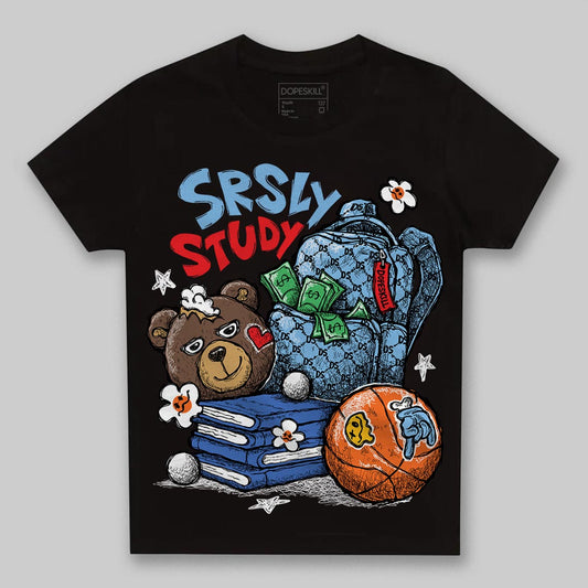University Blue Sneakers DopeSkill Toddler Kids T-shirt SRSLY Study Graphic Streetwear - Black