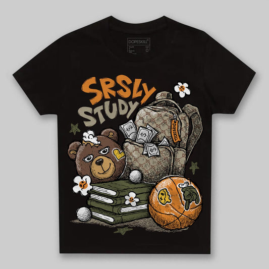 Olive Sneakers DopeSkill Toddler Kids T-shirt SRSLY Study Graphic Streetwear - Black