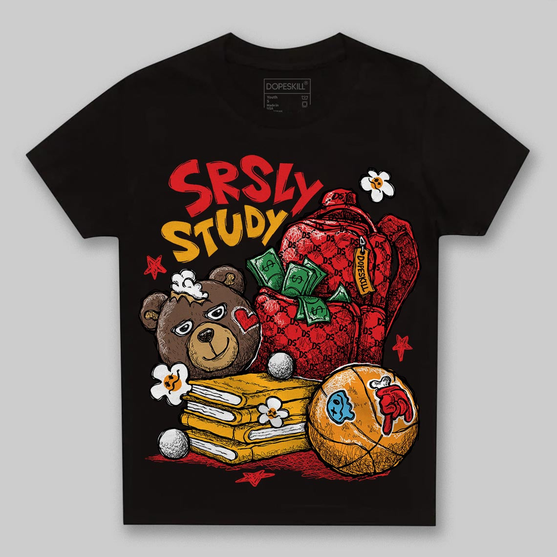 Red Sneakers DopeSkill Toddler Kids T-shirt SRSLY Study Graphic Streetwear - Black