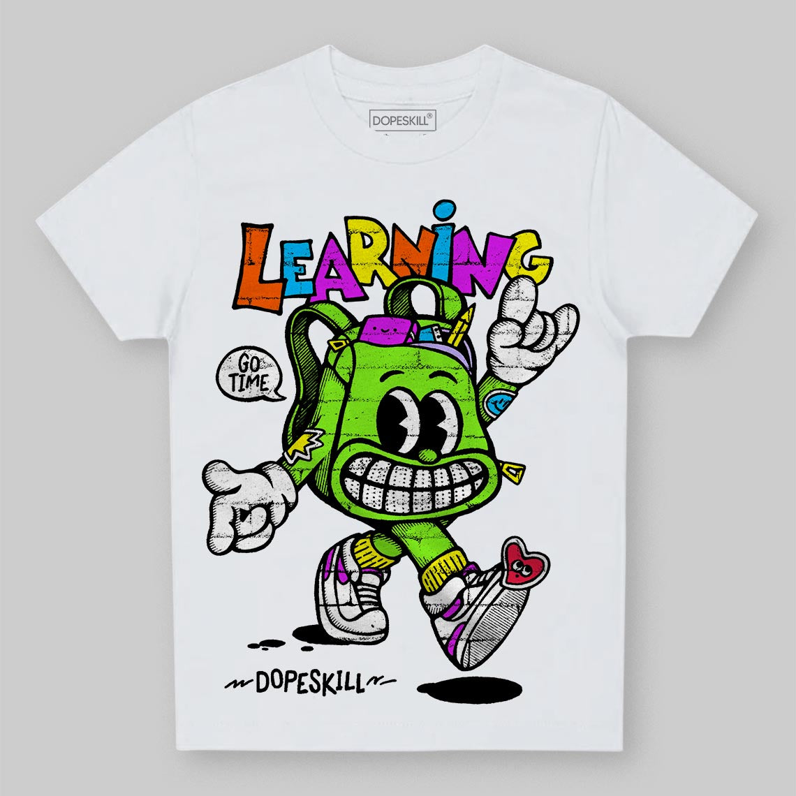Neon Green Sneakers DopeSkill Toddler Kids T-shirt Learning Graphic Streetwear - White