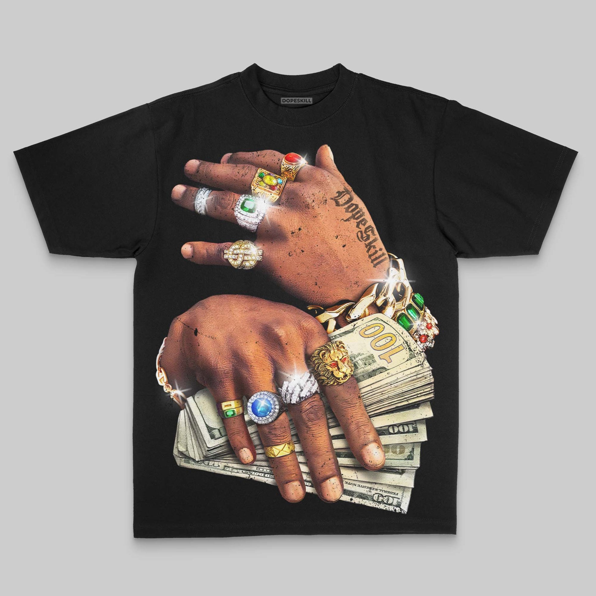 Prosperous Hands' Oversize Print DopeSkill T-shirt Streetwear - Black