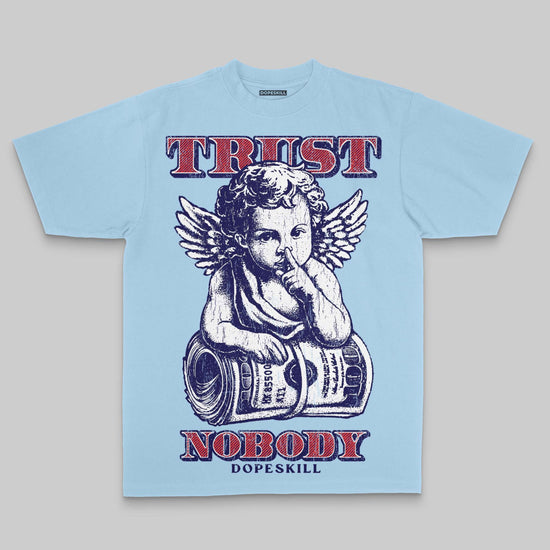 Royal Blue Oversize Print Trust Nobody DopeSkill Graphic Premium T-shirt Streetwear - Chambray