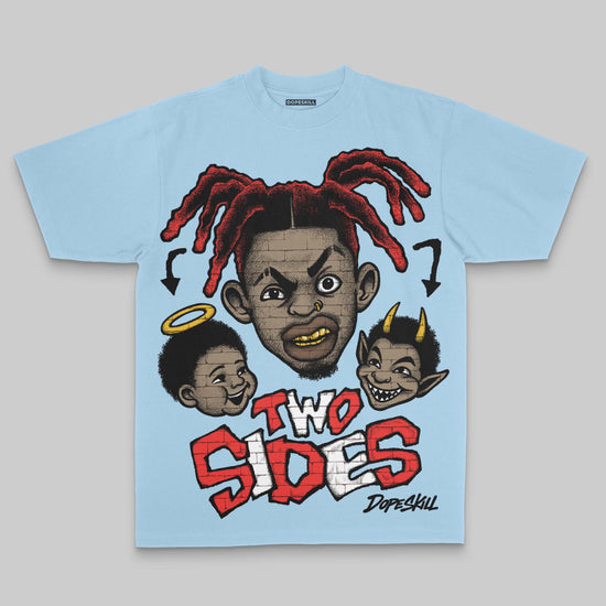 Royal Blue Oversize Print Two Sides DopeSkill Graphic Premium T-shirt Streetwear - Chambray