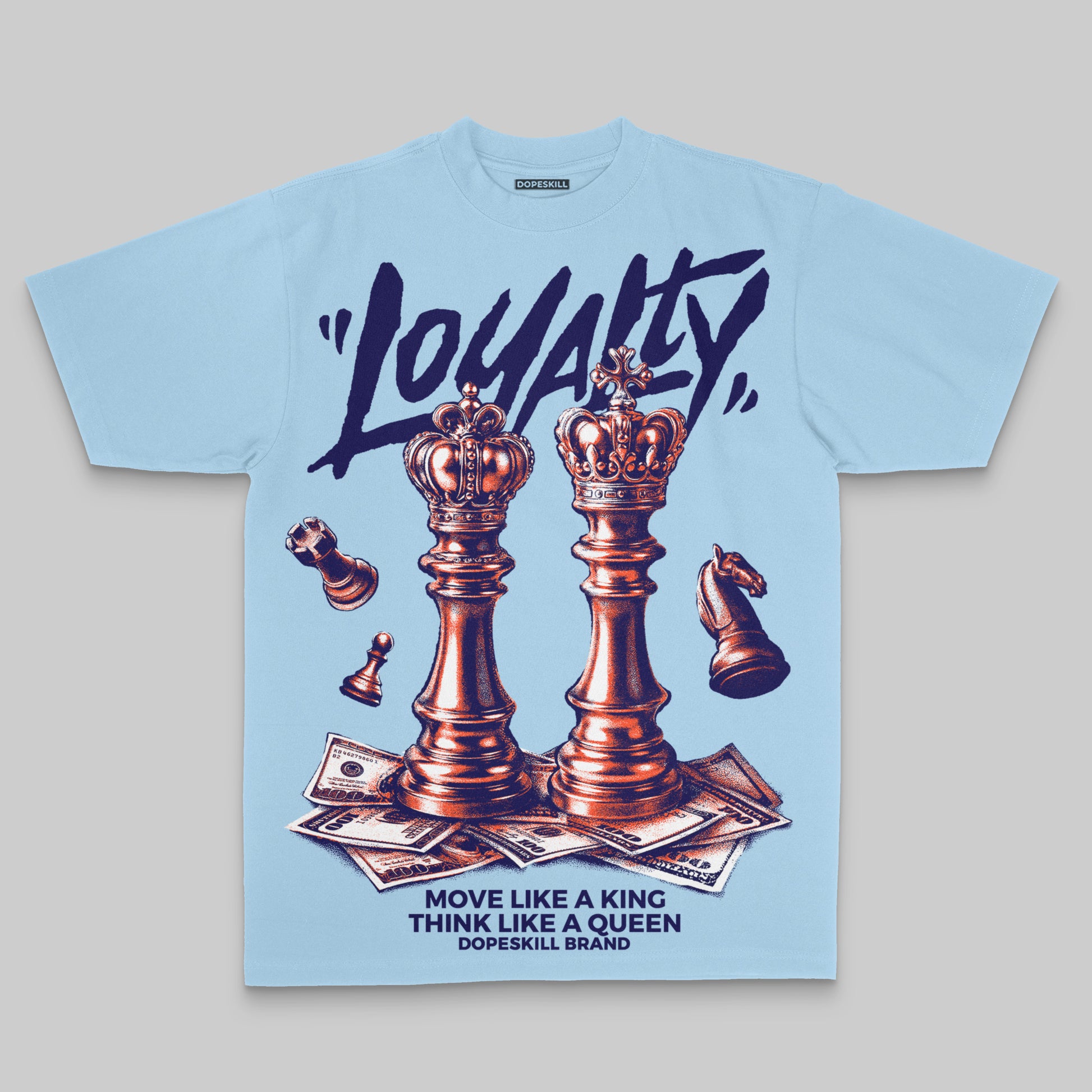 Royal Blue Sneakers Oversize Print 'Loyalty' DopeSkill Graphic T-shirt Streetwear - Chambray