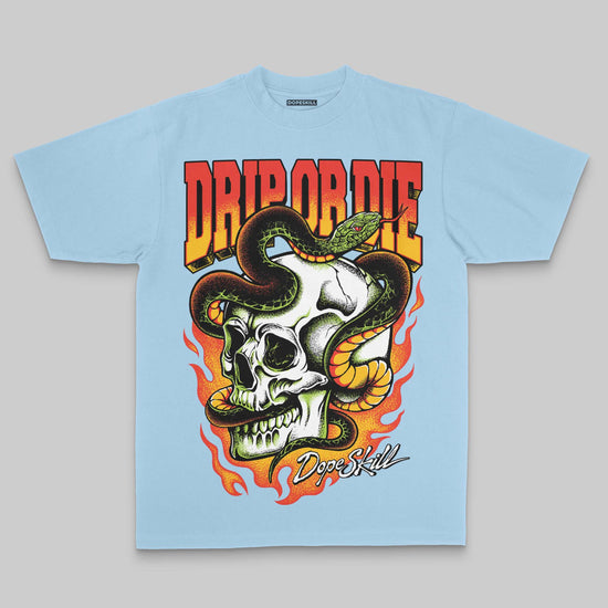 Royal Blue Oversize Print Drip or Die DopeSkill Graphic Premium T-shirt Streetwear - Chambray