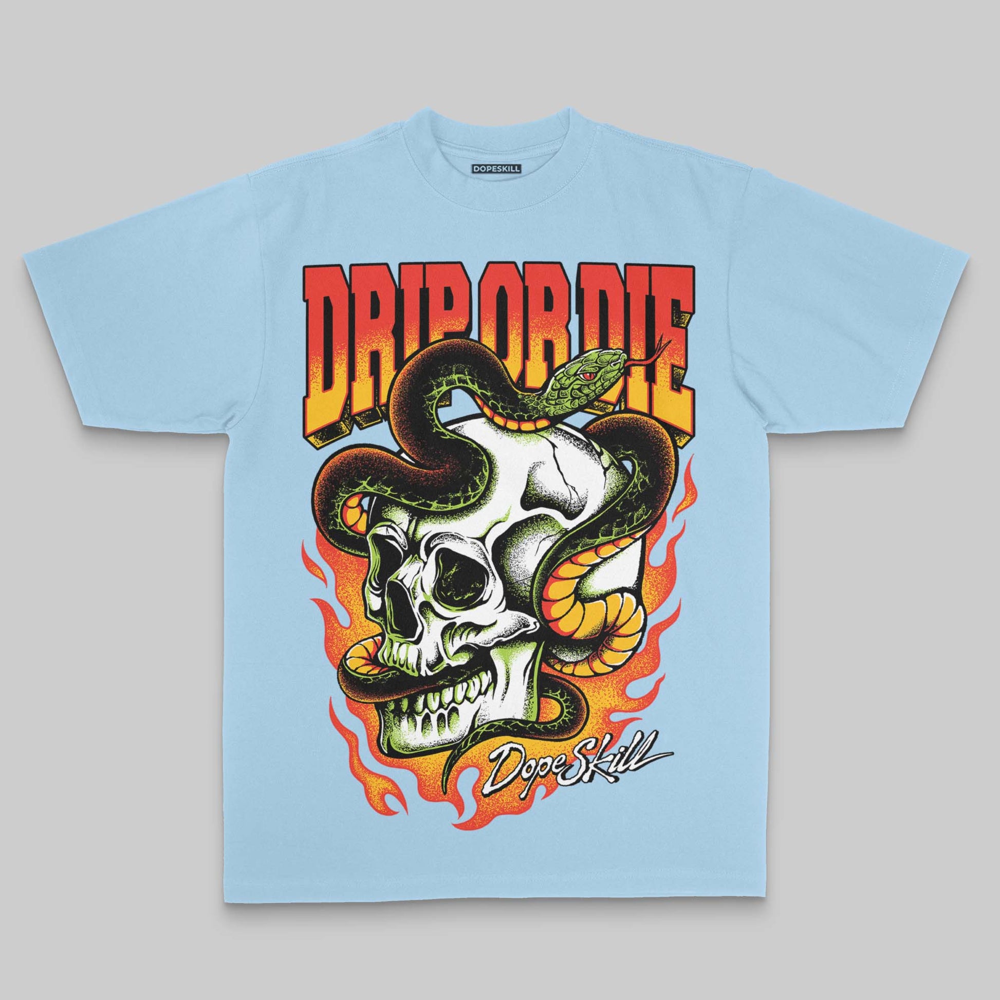 Royal Blue Oversize Print Drip or Die DopeSkill Graphic Premium T-shirt Streetwear - Chambray