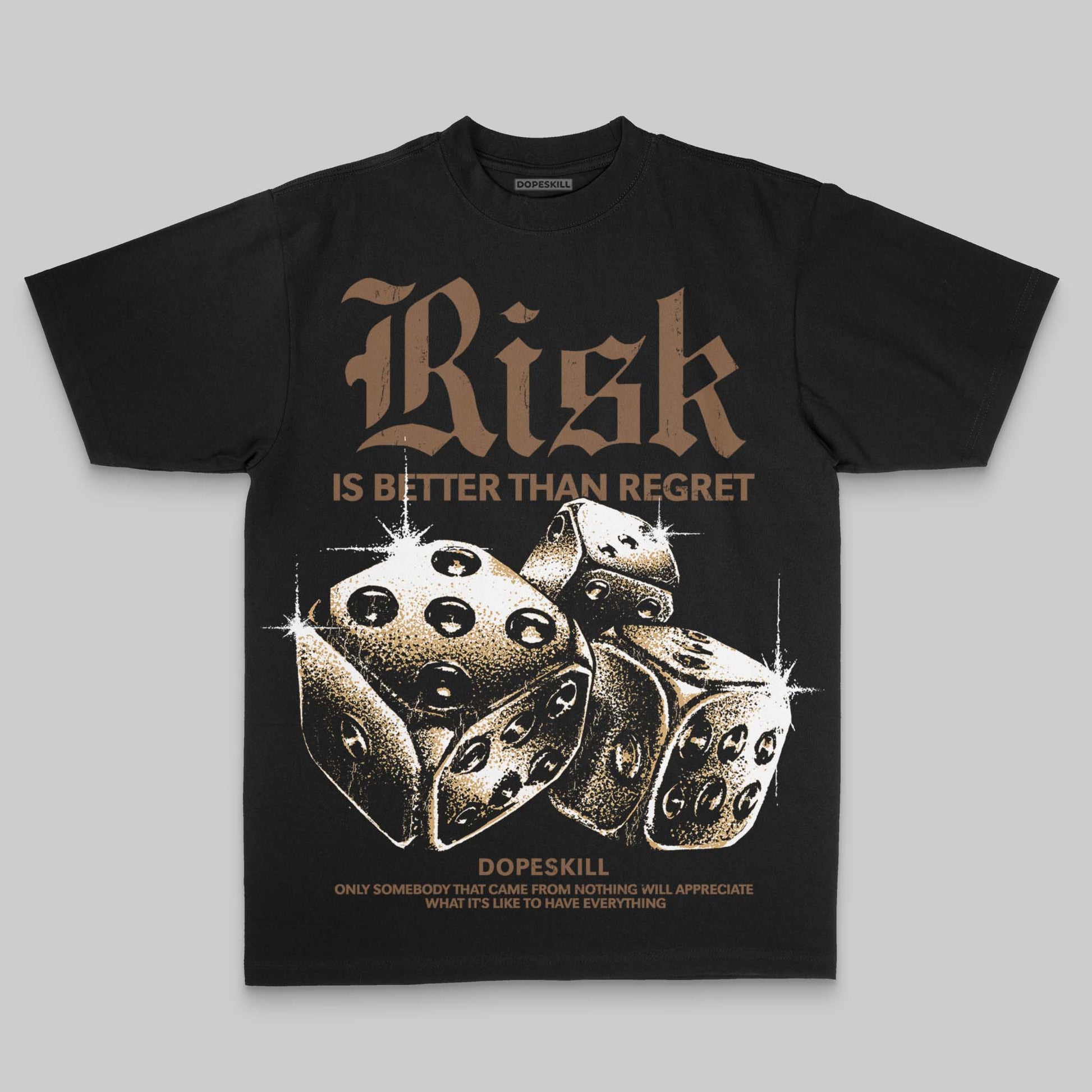 Brown Oversize Print Risk Is Better Than Regret DopeSkill Graphic Premium T-shirt Streetwear - Black