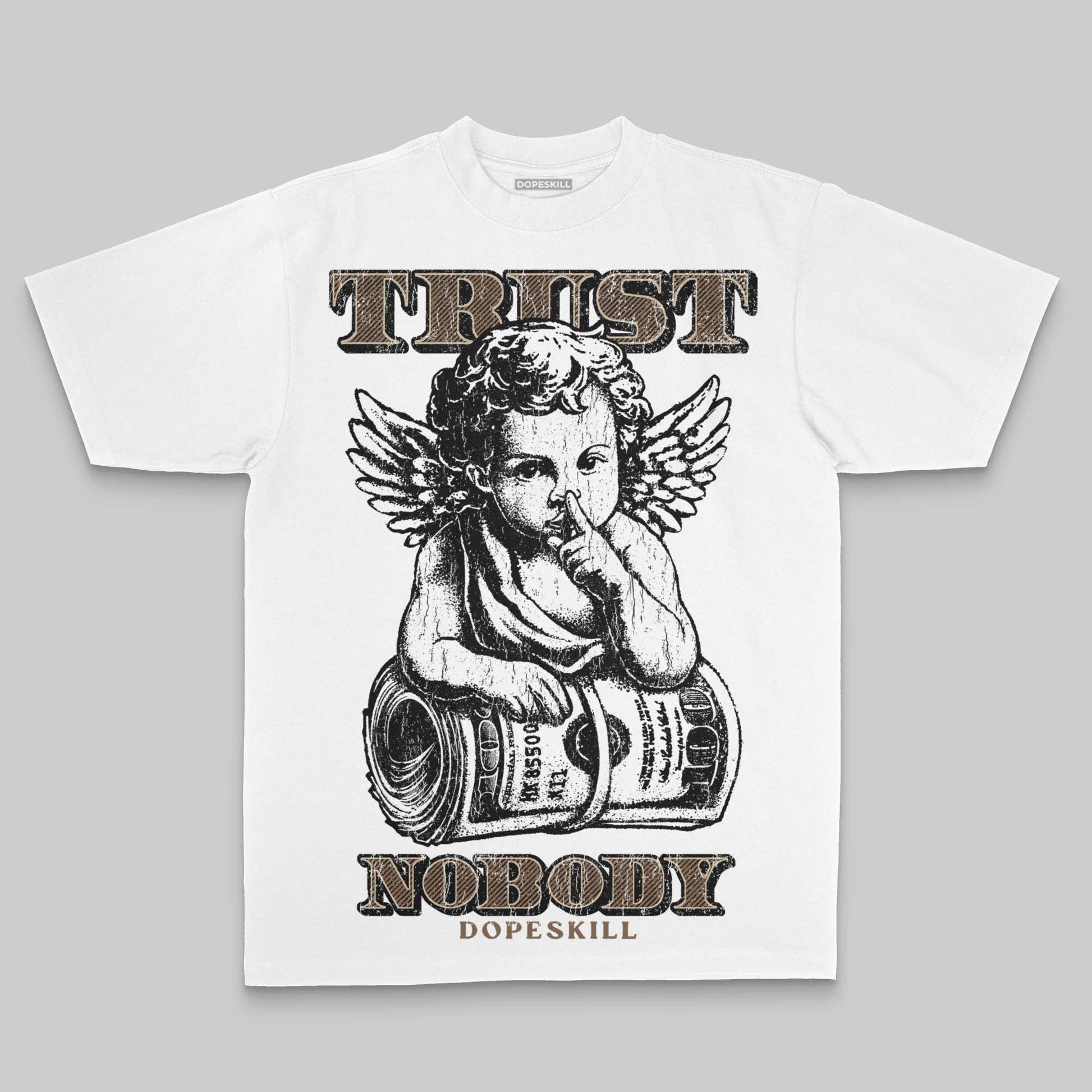 Brown Oversize Print Trust Nobody DopeSkill Graphic Premium T-shirt Streetwear  White