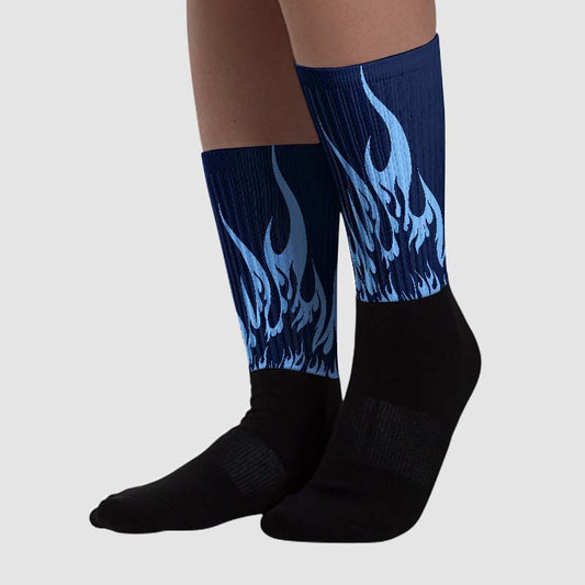 Midnight Navy 5s DopeSkill Sublimated Socks FIRE Graphic