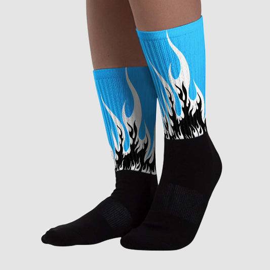 University Blue Toe 1s DopeSkill Sublimated Socks FIRE Graphic