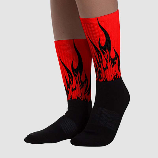 Satin Bred 1s DopeSkill Sublimated Socks FIRE Graphic