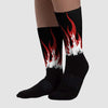 Black and White 14s DopeSkill Sublimated Socks FIRE Graphic