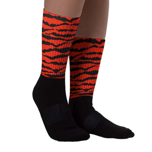 Red Foam Runner DopeSkill Sublimated Socks Abstract Tiger Graphic