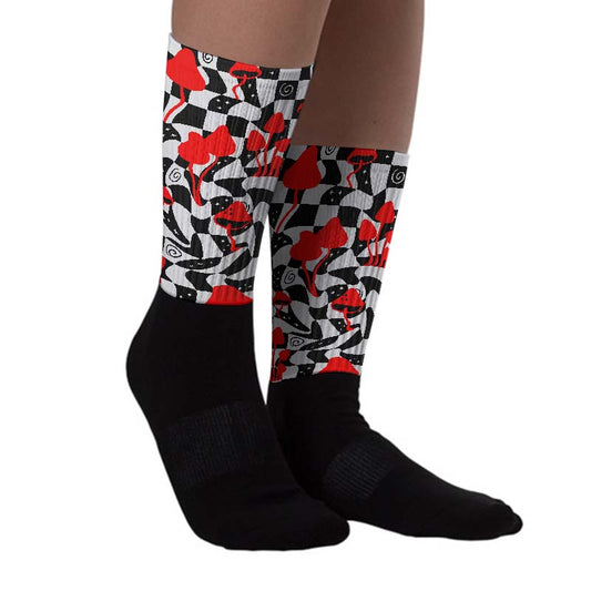 Black Cement 2s DopeSkill Sublimated Socks Mushroom Graphic