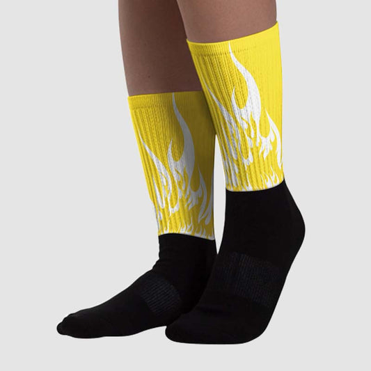 Yellow Snakeskin 11s DopeSkill Sublimated Socks FIRE Graphic