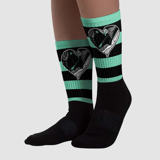 Green Glow 3s DopeSkill Sublimated Socks Horizontal Stripes Graphic