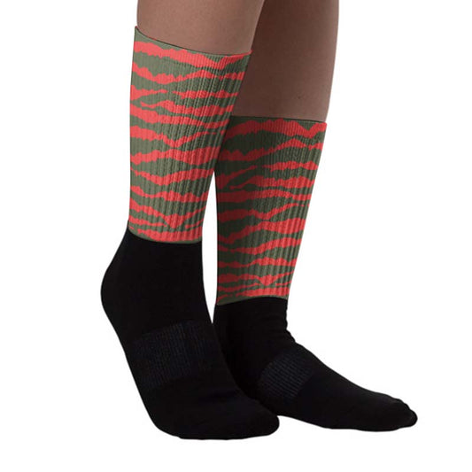 Dunk Mystic Red Cargo Khaki DopeSkill Sublimated Socks Abstract Tiger Graphic