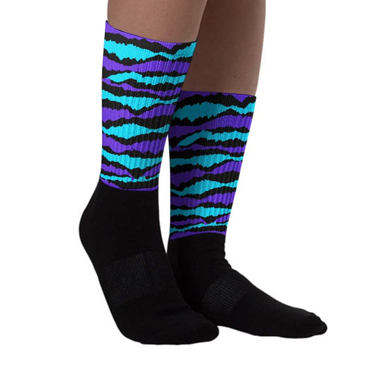 Aqua 6s DopeSkill Sublimated Socks Abstract Tiger Graphic