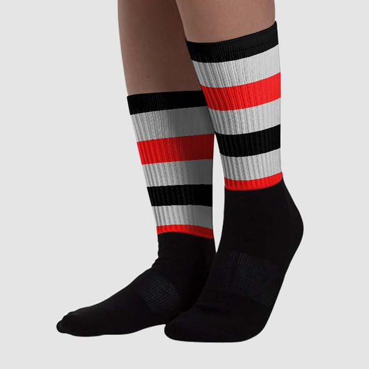 AJ Spizike Bred DopeSkill Sublimated Socks Horizontal Stripes Graphic