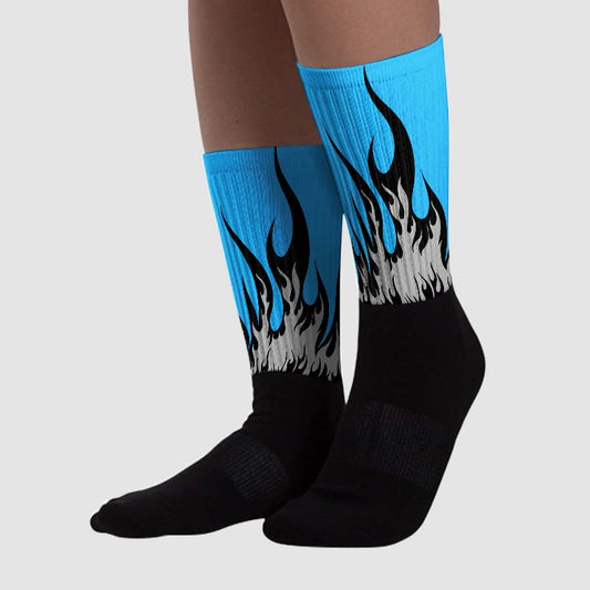 University Blue 2s DopeSkill Sublimated Socks FIRE Graphic