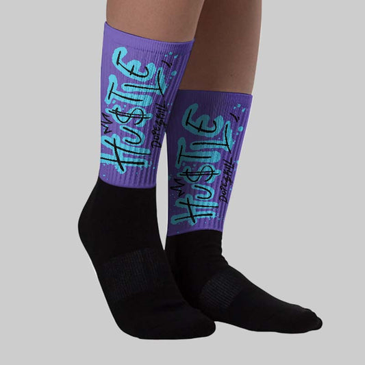 Aqua 8s DopeSkill Sublimated Sock Hustle Graphic