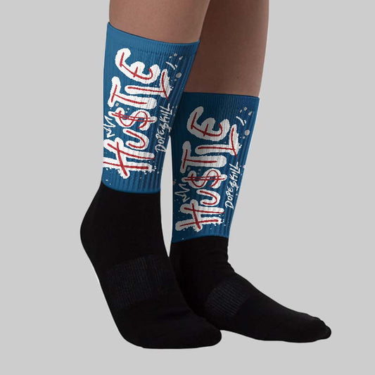 French Blue 12s DopeSkill Sublimated Sock Hustle Graphic