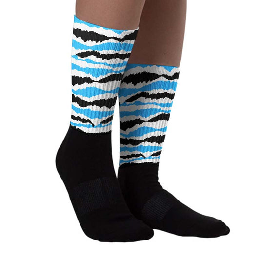 University Blue Toe 1s DopeSkill Sublimated Socks Abstract Tiger Graphic