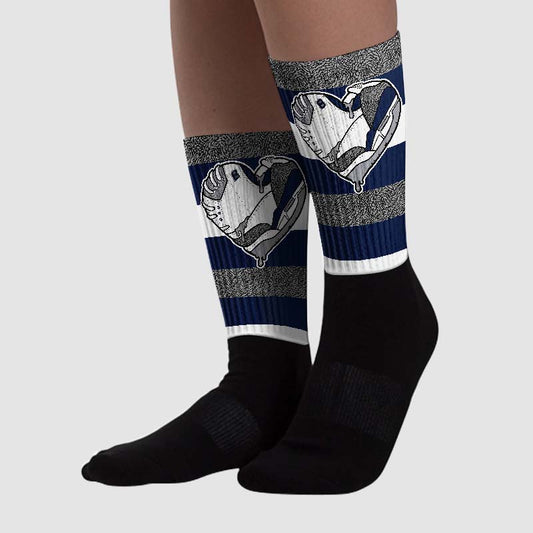 Midnight Navy 3s DopeSkill Sublimated Socks Horizontal Stripes Graphic