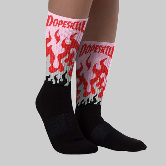 Arctic Pink 5s DopeSkill Sublimated Sock FIRE Graphic