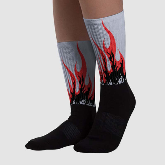 Bred Reimagined 4s DopeSkill Sublimated Socks FIRE Graphic