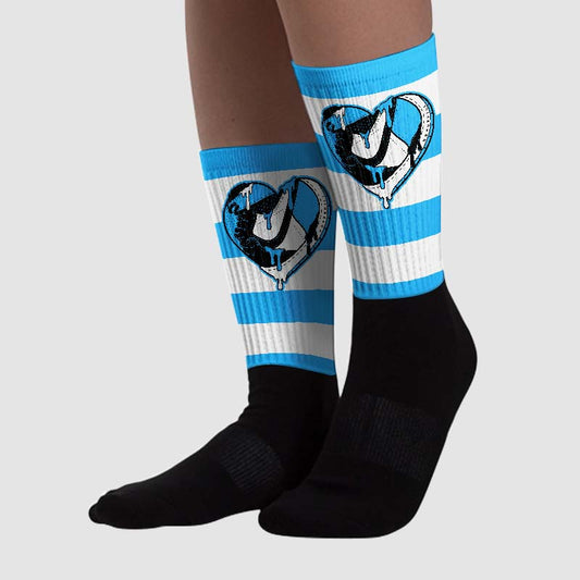 University Blue Toe 1s DopeSkill Sublimated Socks Horizontal Stripes Graphic