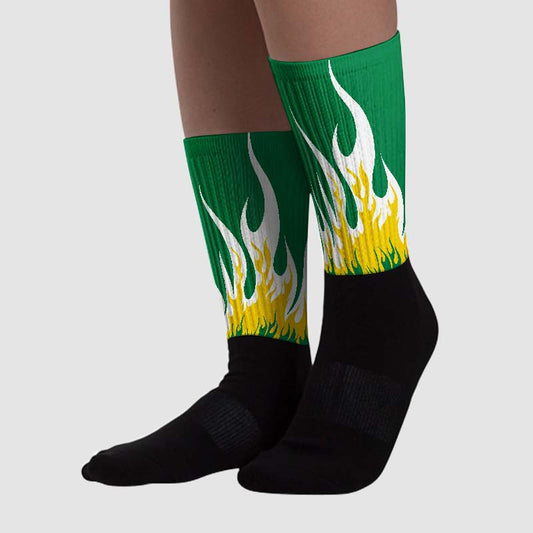 Lucky Green 5s DopeSkill Sublimated Socks FIRE Graphic
