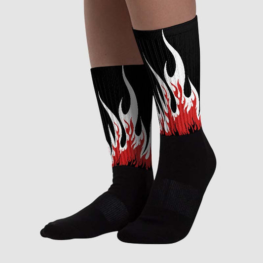 “Black/White” 1s DopeSkill Sublimated Socks FIRE Graphic