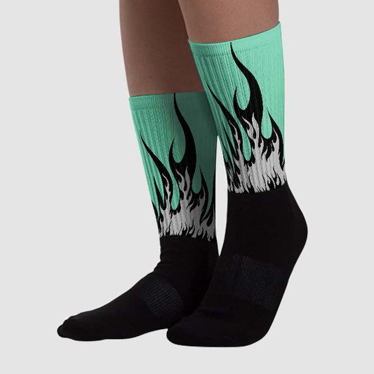 Green Glow 3s DopeSkill Sublimated Socks FIRE Graphic