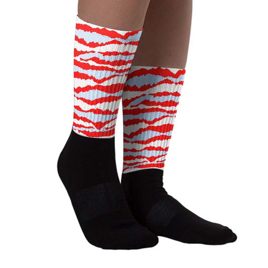 White Infrared 7s DopeSkill Sublimated Socks Abstract Tiger Graphic