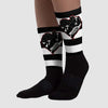 Black and White 14s DopeSkill Sublimated Socks Horizontal Stripes Graphic