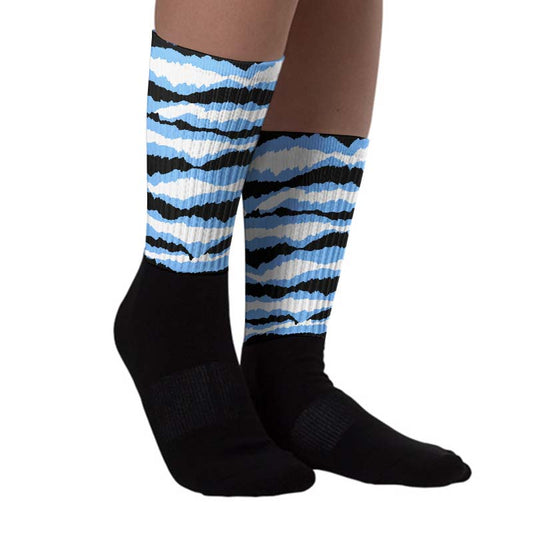 Powder Blue 9s DopeSkill Sublimated Socks Abstract Tiger Graphic