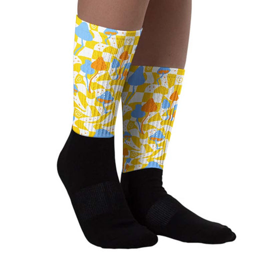 Yellow Ochre 6s DopeSkill Sublimated Socks Mushroom Graphic