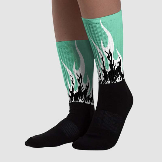 Green Glow 1s DopeSkill Sublimated Socks FIRE Graphic