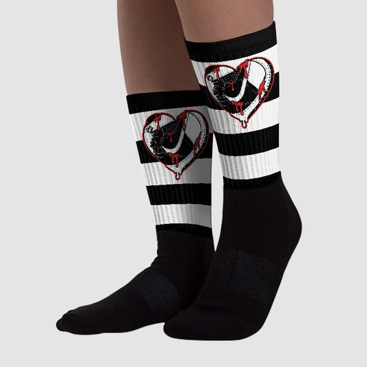 “Black/White” 1s DopeSkill Sublimated Socks Horizontal Stripes Graphic