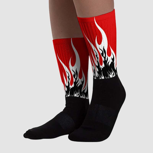 Black Toe 1s DopeSkill Sublimated Socks FIRE Graphic