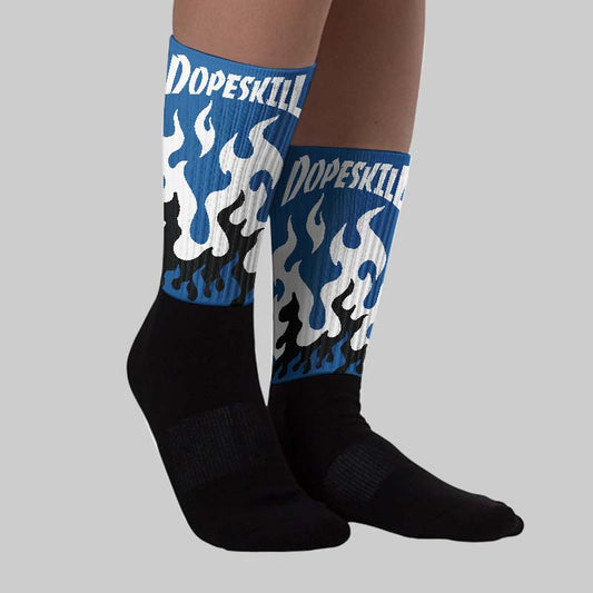 Storm Blue 1s 2025 DopeSkill Sublimated Sock FIRE Graphic