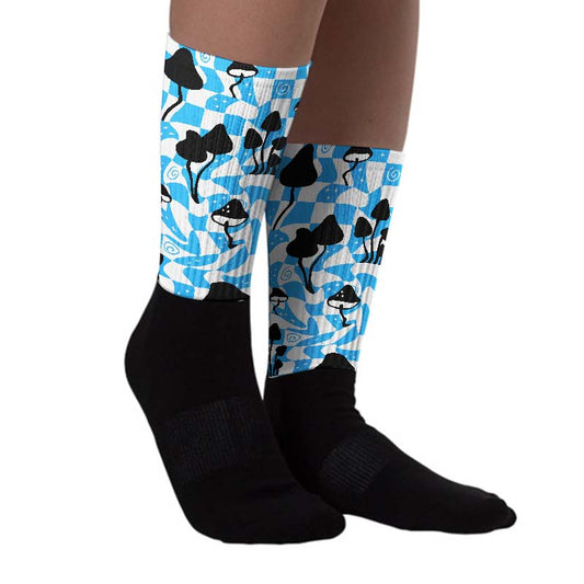 University Blue Toe 1s DopeSkill Sublimated Socks Mushroom Graphic