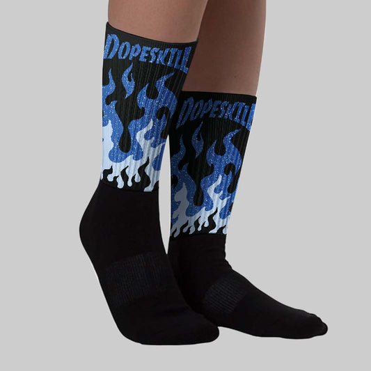 Awake NY x Racer Blue 5s DopeSkill Sublimated Sock FIRE Graphic