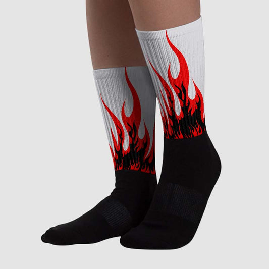 Black Cement 2s DopeSkill Sublimated Socks FIRE Graphic