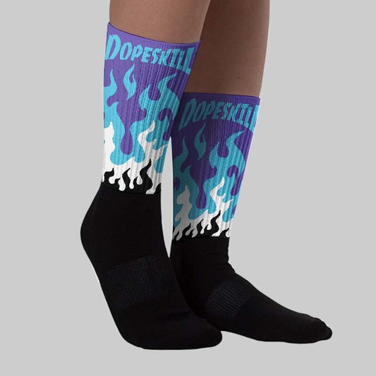 Aqua 8s DopeSkill Sublimated Sock FIRE Graphic