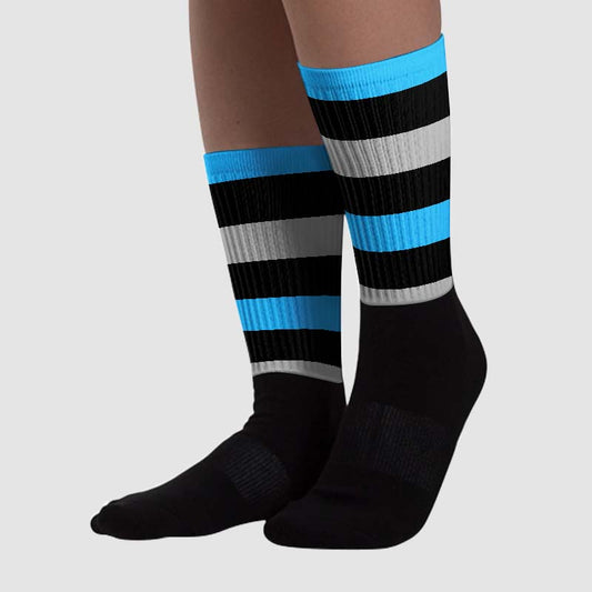 University Blue 2s DopeSkill Sublimated Socks Horizontal Stripes Graphic